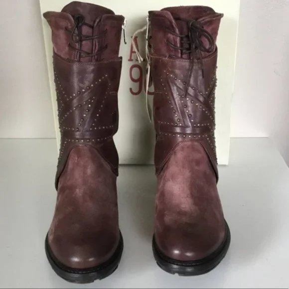 NWT A.S.98 Studded Katarina Boots in Dark Burgundy (38) 8 - Picture 2 of 8